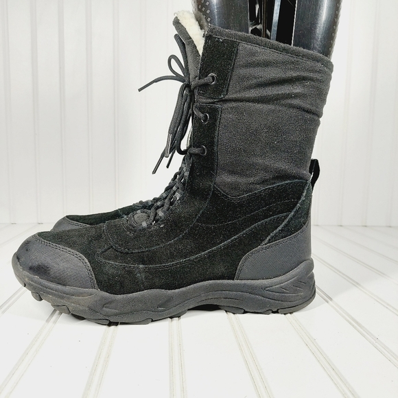 Ozark Trail Baxter Lined Lace Up Black Suede Faux Sherpa Hiking Winter Boots - Picture 1 of 12